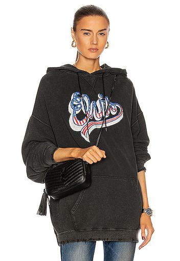 R13 Elvis Flag Logo Oversized Hoodie in Black,Novelty