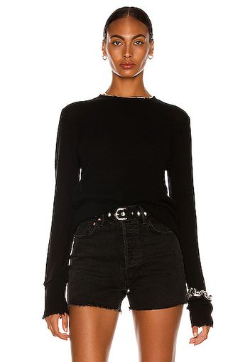 R13 Cashmere Distressed Edge Sweater in Black