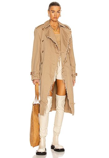 R13 Shredded Trench Coat in Tan