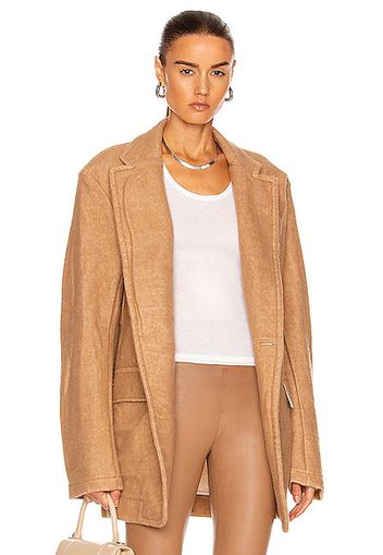 R13 Terry Oversized Ragged Blazer in Tan