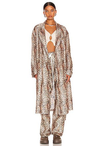 R13 Shredded Seam Robe in Brown