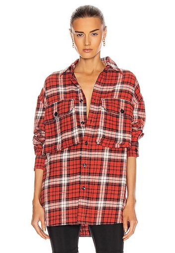 R13 Oversized Shirt in Plaid,Red