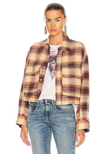R13 Oversized Cropped Shirt in Beige