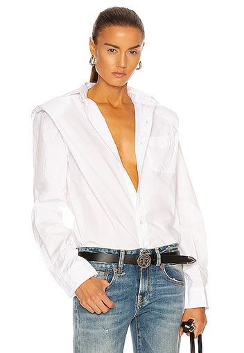 R13 Folded Shoulder Shirt in White