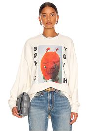 R13 Sonic Youth Dirty Oversized Sweatshirt in Ivory