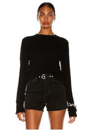 R13 Cashmere Distressed Edge Sweater in Black