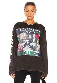 R13 Clash Armageddon Time Long Sleeve Tee in Black,Pink