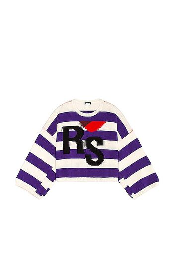 Raf Simons Striped Cropped RS Sweater in Blue