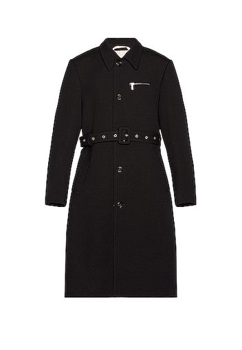 Raf Simons Slim Fit Trench Coat With Zipped Pockets in Black