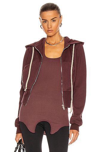 DRKSHDW by Rick Owens Small Zip Hoodie in Burgundy