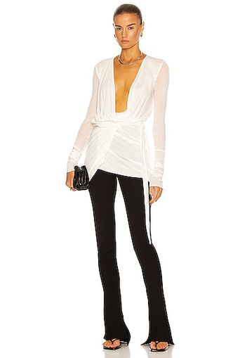 RICK OWENS LILIES Long Sleeve Ruched Top in White