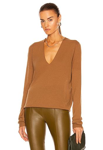 Rick Owens Soft V Neck Sweater in Tan