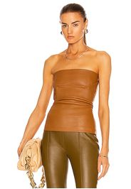 Rick Owens Leather Bustier Top in Tan