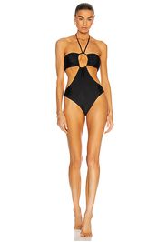 Rosetta Getty Drawstring Bandeau One Piece Swimsuit in Black