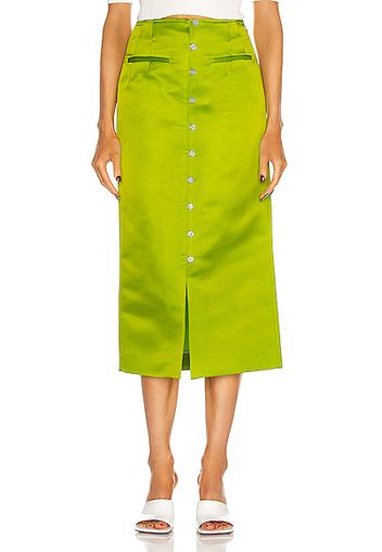 Rosie Assoulin Button Down Pencil Skirt in Green