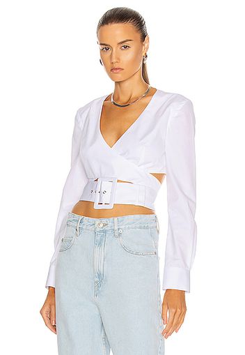 Rosie Assoulin Wrapped Belted Crop Top in White