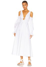 Rosie Assoulin Cold Shoulder Bell Cuff Dress in White