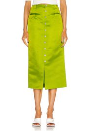 Rosie Assoulin Button Down Pencil Skirt in Green