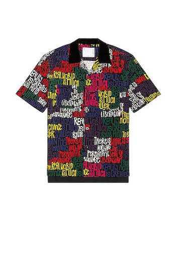 Sacai Eric Haze Message Print Short Sleeve Shirt in Black