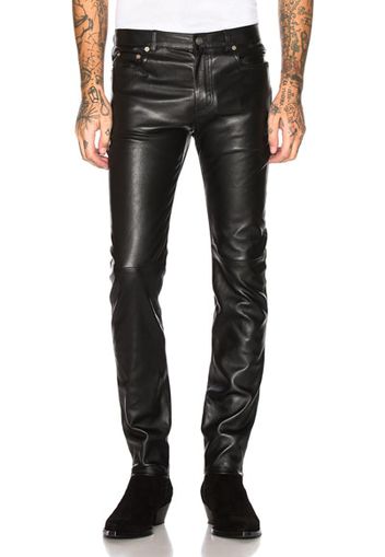Saint Laurent Leather Skinny Jeans in Black