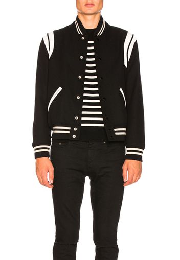 Saint Laurent Teddy Bomber Jacket in Black