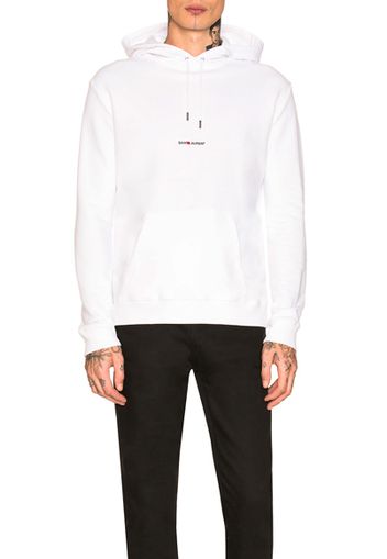 Saint Laurent Logo Hoodie in White