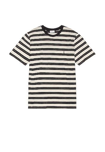 Saint Laurent Striped Tee in Gray,Neutral,Stripes