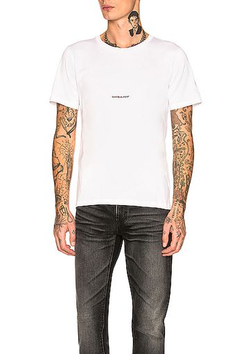 Saint Laurent Logo Tee in White