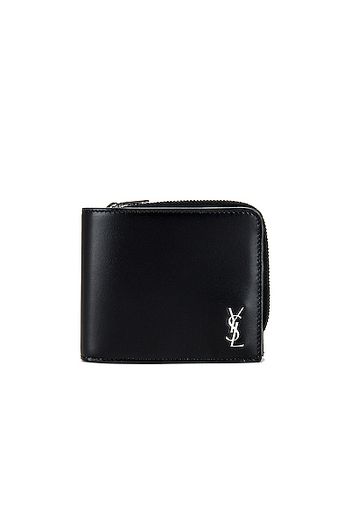 Saint Laurent Zip Wallet in Silver in Black