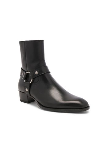 Saint Laurent Leather Wyatt Harness Boots in Black