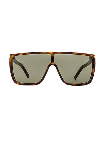 Saint Laurent Acetate Mask Sunglasses in Brown