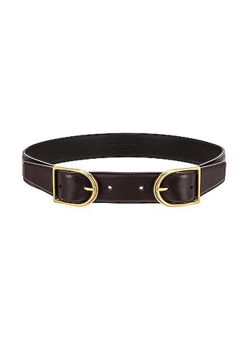 Saint Laurent Leather Double Buckle Belt in Black