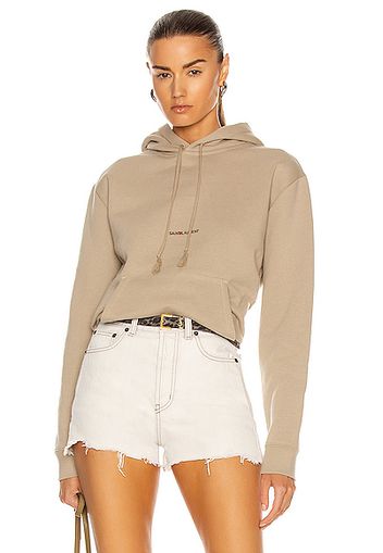 Saint Laurent Logo Hoodie in Tan