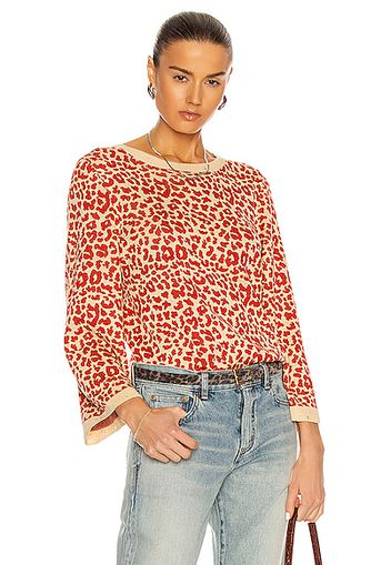 Saint Laurent Leopard Sweater in Red