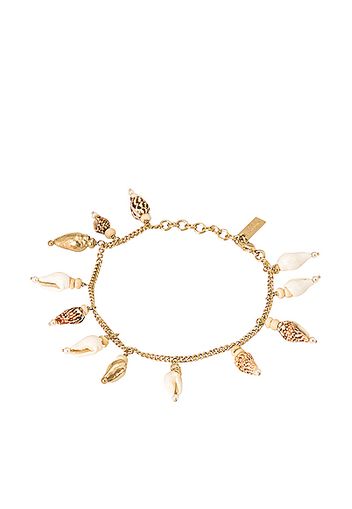 Saint Laurent Dangling Seashell Bracelet in Metallic Gold