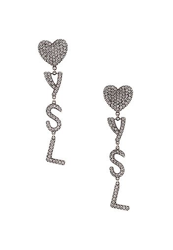 Saint Laurent YSL Earrings in Metallic Silver