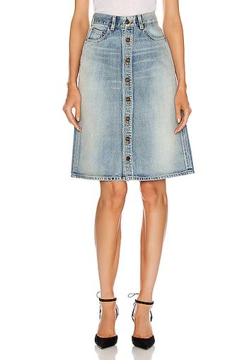 Saint Laurent Classic Trapeze Skirt in Denim Light