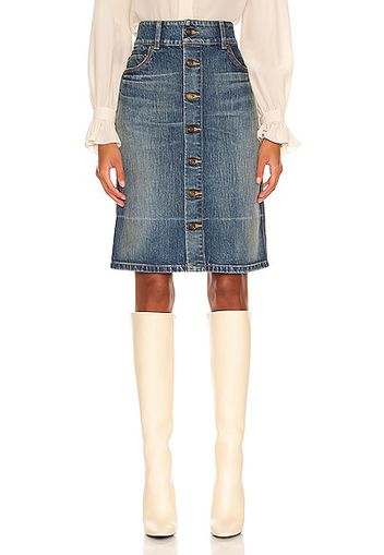 Saint Laurent Denim Pencil Skirt in Blue