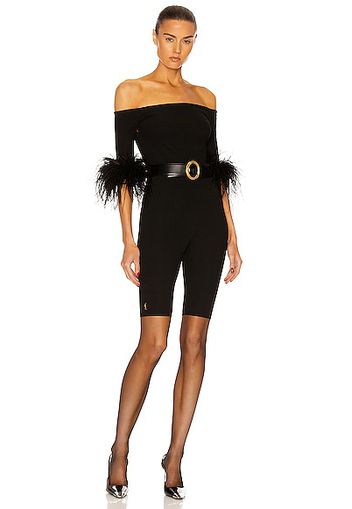 Saint Laurent Cyclist Combination Romper in Black