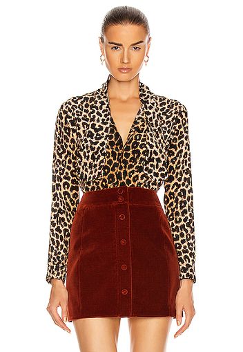 Saint Laurent Tie Top in Brown,Animal