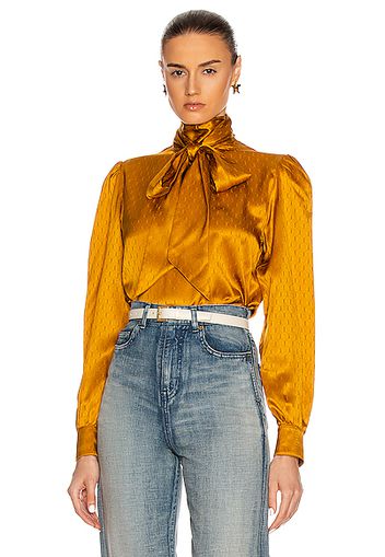 Saint Laurent ia Blouse in Abstract,Yellow
