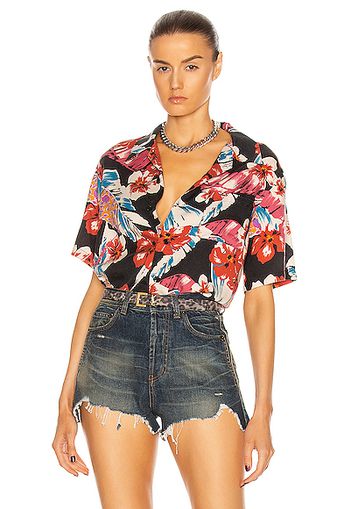 Saint Laurent Hawaii Short Sleeve Shirt in Black