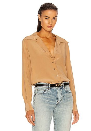 Saint Laurent Crepe De Chine Blouse in Neutral