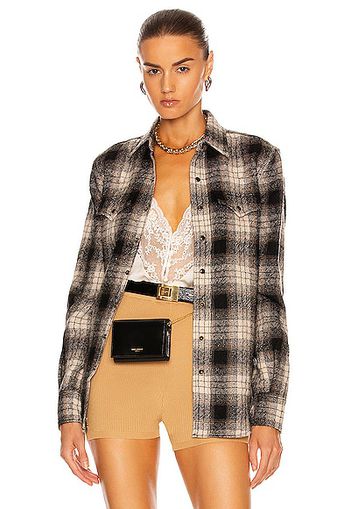 Saint Laurent Classic Western Shirt in Beige,Charcoal