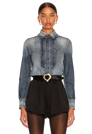 Saint Laurent Fitted Western Shirt in Blue