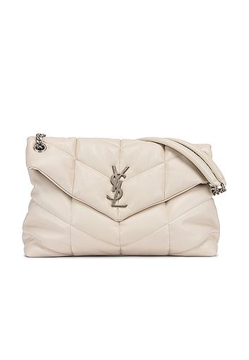 Saint Laurent Medium Monogramme Puffer Loulou Shoulder Bag in Neutral