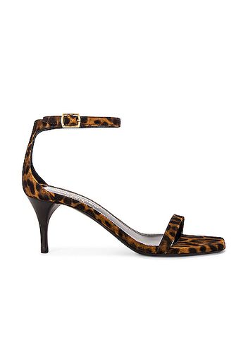 Saint Laurent Lexi Ankle Sandals in Animal Print,Brown