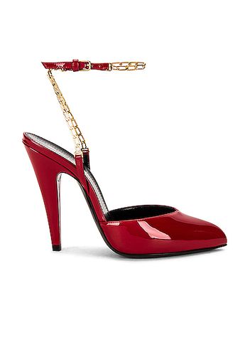 Saint Laurent Kika Chain Slingback Heels in Red