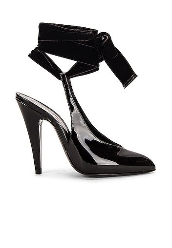 Saint Laurent Kika Lace Up Slingback Heels in Black