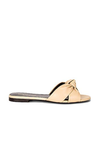 Saint Laurent Bianca Flat Sandals in Beige